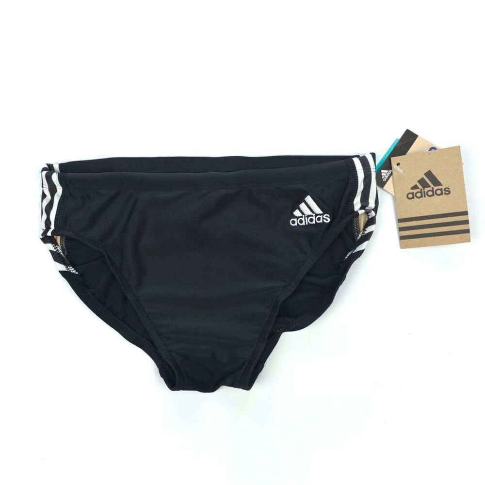 NWT Adidas Classic 3-Stripes Swim Briefs Black White Athletic Sporty Polo Swim